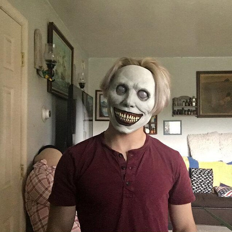 Day of the Dead Latex Demon Mask with White Eyes
