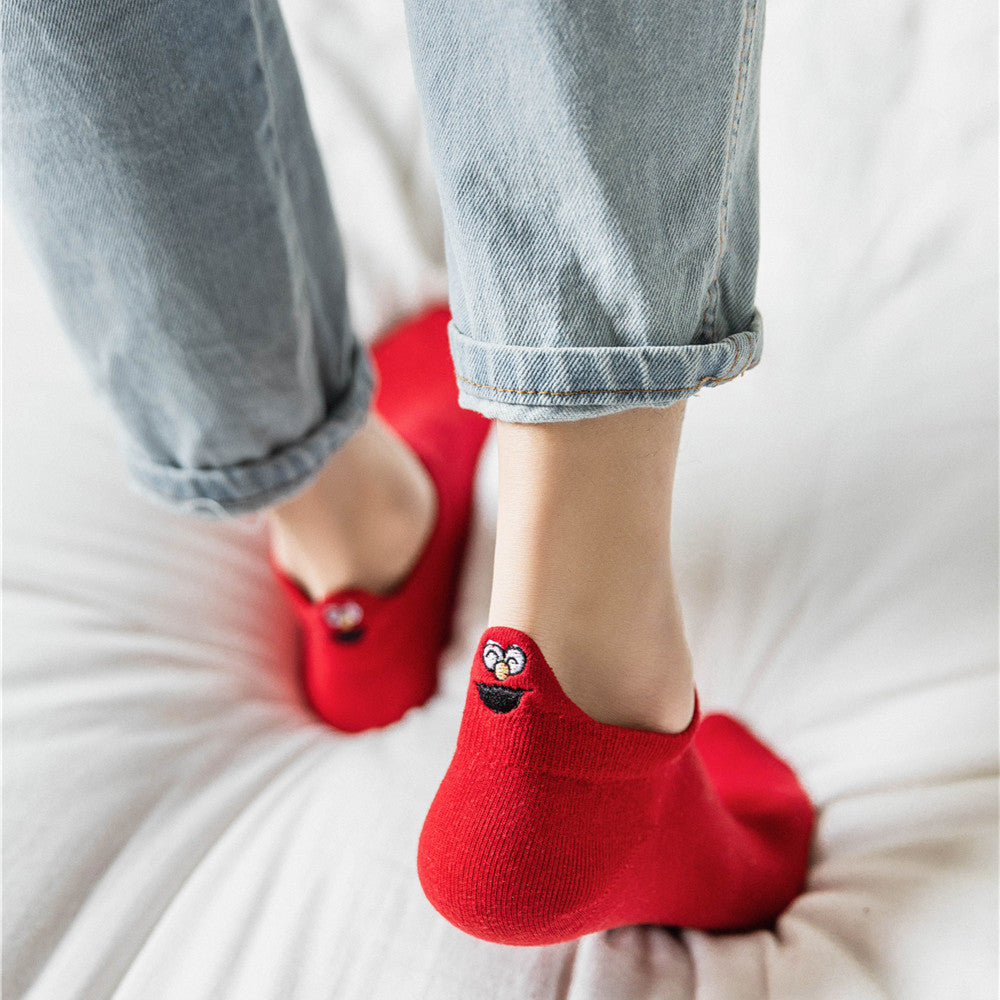 Sesame Street Funny Face Ankle Socks for Couples